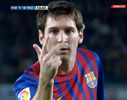 Celebración Messi 1,2,3 hat trick vs. Mallorca 29/10/2011