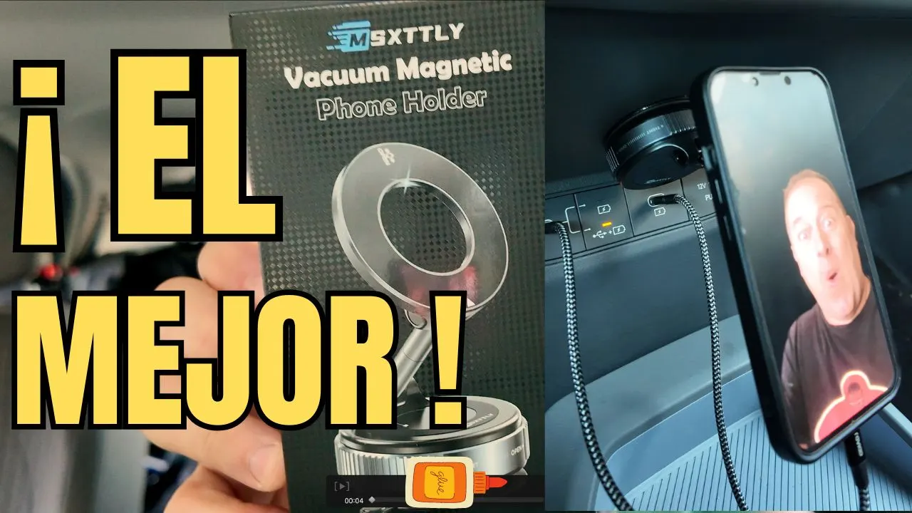 Soporte de movil magnético para coche con agarre brutal + cables cortos para móvil
