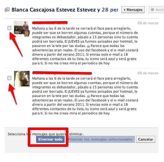 Como borrar el historial o mensajes del Chat de Facebook. 2011